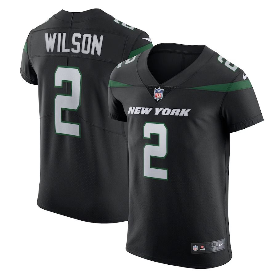 Men New York Jets #2 Zach Wilson Nike Stealth Black Vapor Elite NFL Jersey
